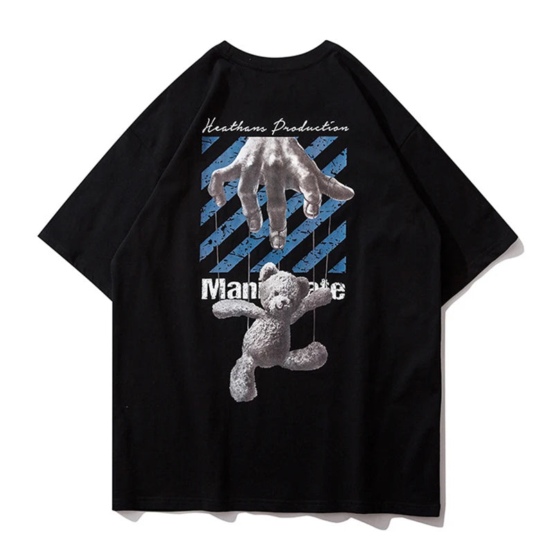 Couple Print Round Collar Loose T-shirt