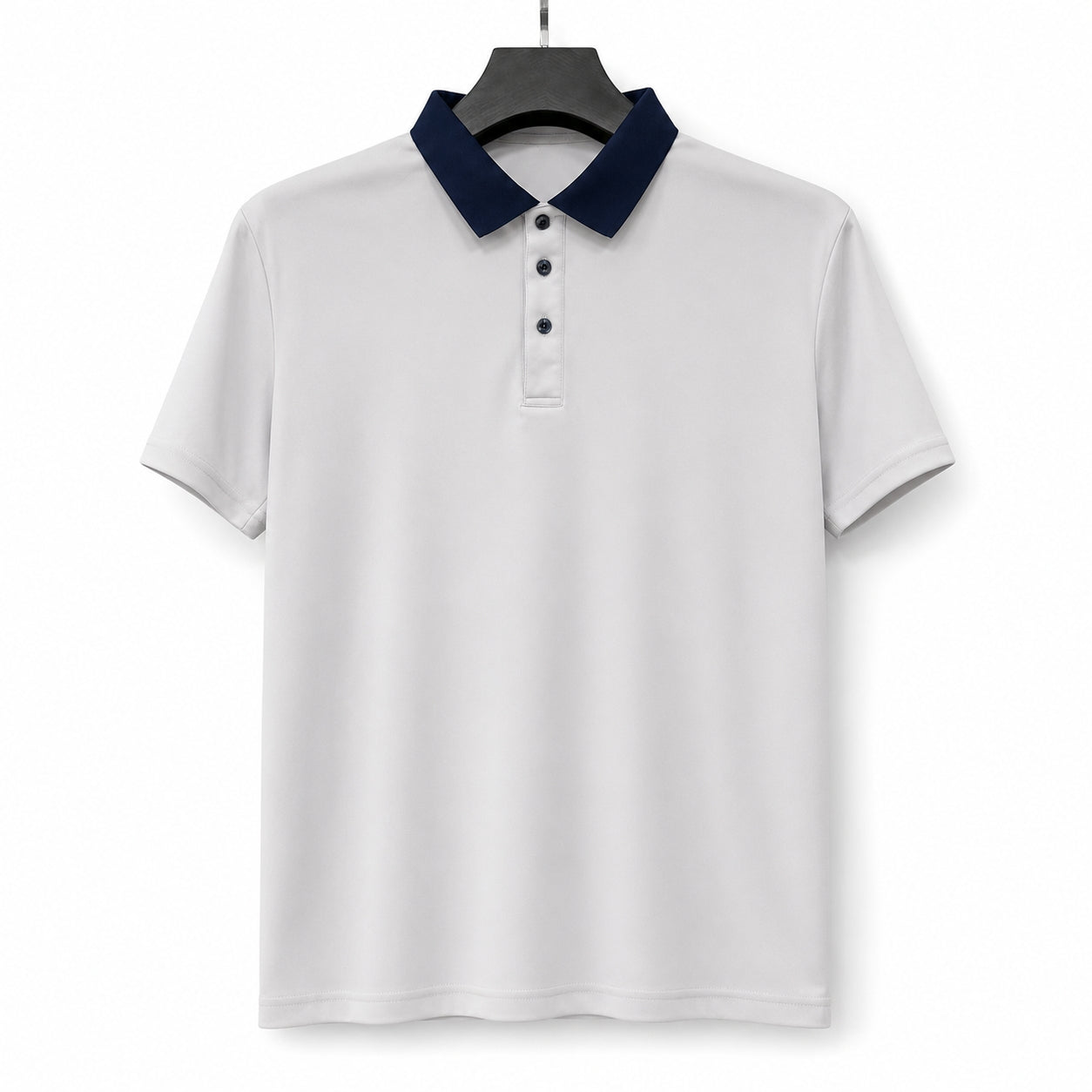 White and Navy Short-Sleeve Casual Top