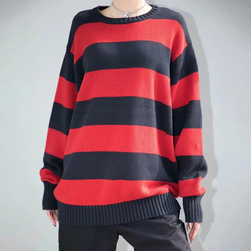Girls Oversize Striped Sweatshirts